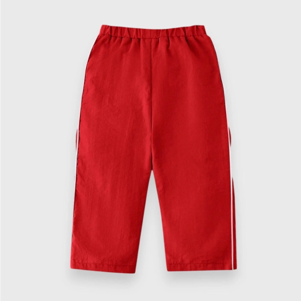 Children's Red Fleece Joggers with Side Stripe